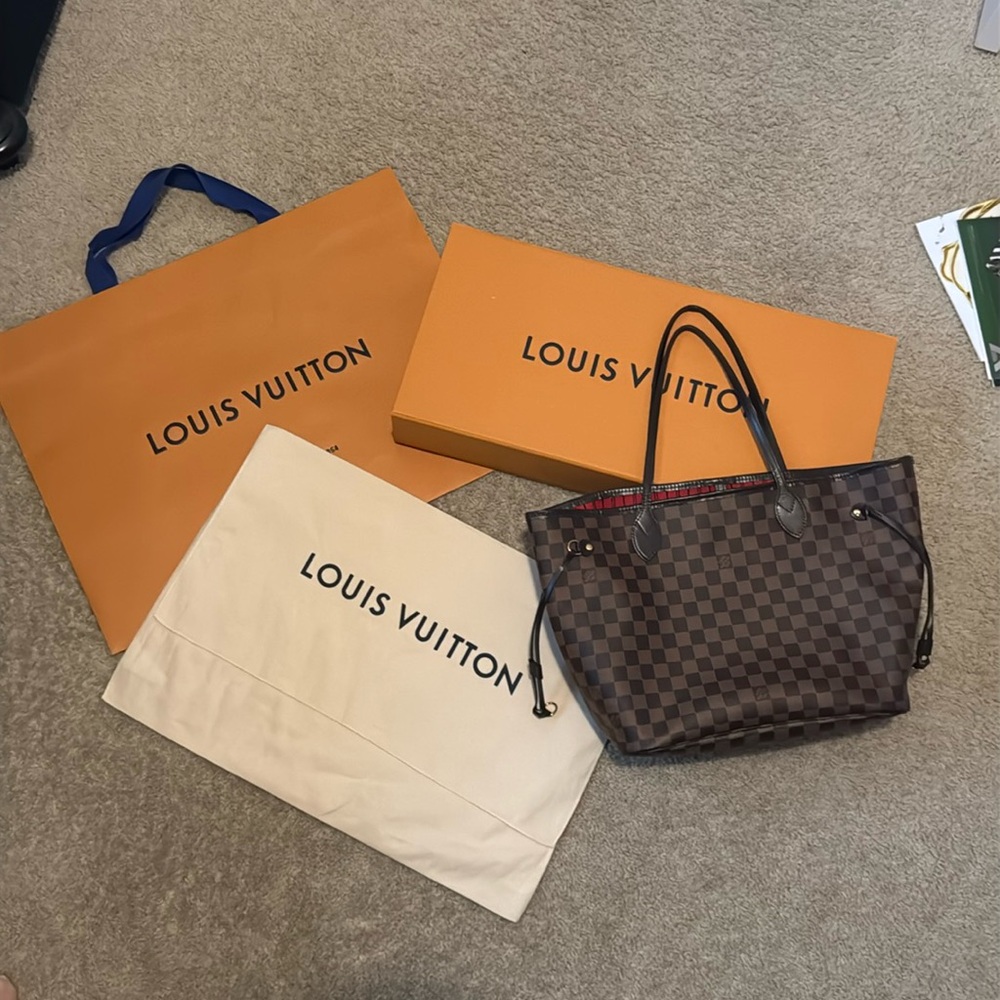 Louis Vuitton Neverfull MM Damier Ebene Cherry Purchased at Galleria Edina MN